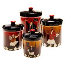 3pc Canister African American Black Chef Kitchen Decor Certified International Bistro Canisters Set Of 4 Canister Sets Certified International Kitchen Themes