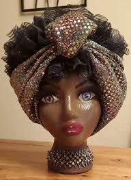 African American Diva, Afro Diva, beautiful black woman, styrofoam head  art, painted mannequin