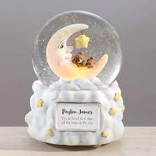 Amazon.com: Personalization Universe Moon and Stars Personalized Snow Globe  with LED Light, Custom Name and Message, Plays Jesus Loves Me, Ideal for  Kids and Nursery Decor, Unique Personalized Baby Gifts : Home