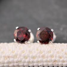 6mm Garnet Earrings, Sterling Silver, Post Earrings, Stud Earrings, Large,  Stone, 6mm Earrings, January Birthstone, Garnet, Red Stone, 925