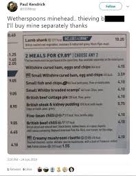 Wetherspoon's customers have been enjoying sweden's kopparberg cider since it launched in 2005 in our pubs. Diner Spots Glaring Error On Wetherspoon Menu At The Duke Of Wellington In Minehead Somerset Live