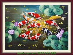 Bức tranh có khổ chưa khung 80x150cm là một bức tranh khổ lớn có giá 1tr500k. Tranh Ca Chep Hoa Sen Váº½ SÆ¡n Dáº§u Tsd 167 Amia Ha Ná»™i