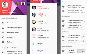 The navigation drawer is a panel that displays the app's main navigation options on the left edge of the screen. Github Zsmb13 Materialdrawerkt A Kotlin Dsl Wrapper Around The Mikepenz Materialdrawer Library