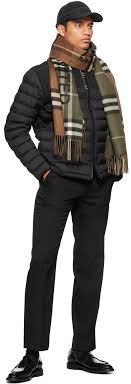 Burberry Beige Green Giant Check Scarf Burberry