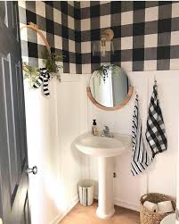Black And White Buffalo Plaid Bathroom Decor Modern Farmhouse Decor Diy On Instagram Scroll Scroll Scroll Scroll Stop This Buffalo Plaid Lovi Bathroom Decor Bathroom Makeover White Wainscoting