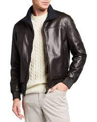 Camel active men's leather jacket size 2xl bown. Leather Wool Jacket Neiman Marcus