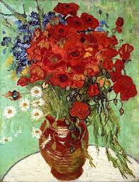 Red Poppies And Daisies By Vincent Van Gogh Van Gogh Art Flower Painting Van Gogh Still Life