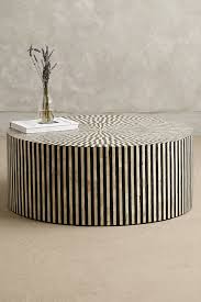 Black And White Bone Inlay Side Table Rounded Inlay Coffee Table Round Coffee Table Unique Coffee Table Decor