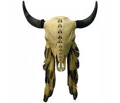 Hand Painted Buffalo Skull W Painted Track Design Buffalo Skull Cow Skull Art Painted Animal Skulls
