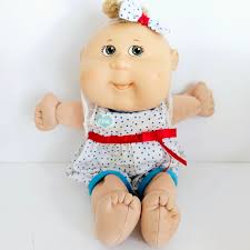 Vintage Lot of 5 Cabbage Patch Play Along Dolls Blonde Hair w/Outfits M745.4