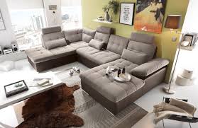 Details Zu Couch Wohnlandschaft Schlaffunktion Schlafsofa Braun Beige Ottomane Links