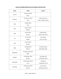Jadual Pembayaran Gaji Bulanan Tahun 2013