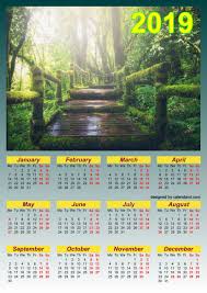2019 One Page Calendar Nature Header Hd Quality Printable Calendar Calendar Printables Printables