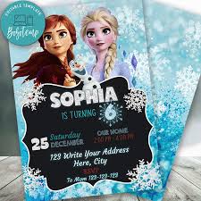 Every item lets you change the color and style of the font on editable text. Editable Frozen 2 Birthday Invitation Instant Download Bobotemp