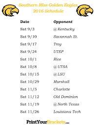 Printable Southern Miss Golden Eagles Football Schedule 2016 Southern Miss Golden Eagles Eagles Football Football