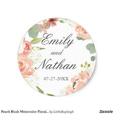 Peach Blush Watercolor Floral Wedding Sticker Blush Watercolor Wedding Stickers Floral Wedding