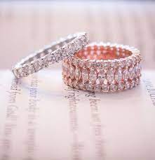Beautiful Eternity Rings In Rose Gold And Silver Fake Rings Sterling Silver Wedding Rings Antique Style Engagement Rings Lab Created Diamond Rings Engagement