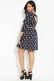 Plus Size Boat Neck Stripe Top Fox Print Dress Plus Size Dresses Fashion