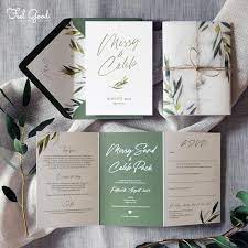 Madeira - Luxury Folding Wedding Invitations With Tear-off Rsvp Postcard Twine And Vellum Wrap Olive Wedding Invites Cyrillic Wedding Folded Wedding Invitation Wedding Invitations Wedding Invitations Australia