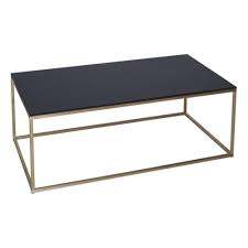 Fitted with a clear, tempered glass top, the monterey cocktail table is architecturally framed with a unique design. Black Glass And Gold Metal Contemporary Rectangular Coffee Table