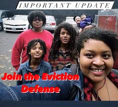 The morning of June 21st our friend and neighbor Candice faced the court  for her eviction trial. Behind her were dozens of community members once  again packing the court and wearing red