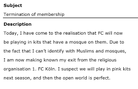 We did not find results for: 1 Fc Cologne On Twitter We Received Notice From A Member Who Wanted To Cancel Their Membership Due To The Mosque On Our Kit To That We Say Goodbye And Thanks For