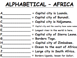 Download free printable times tables worksheets here for free. Alphabetical Africa Worksheet Ks3 Geography Teaching Resources