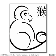 2016 Chinese Zodiac Monkey Line Art Drawing Postcard Zazzle Com Line Art Drawings Vine Drawing Drawings