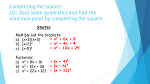 Write the left side of the equation as a perfect square. Completing The Square Fully Differentiated Teaching Resources