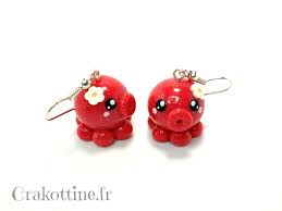 Bo Poulpy Cerise Boucle D Oreille Boucles Fimo