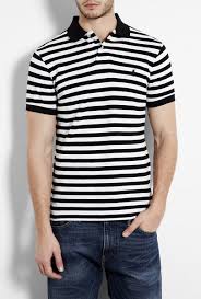 Black And White Polo Shirt Stripes Black And White Stripe Polo Shirt Lyst Polo Shirt Ralph Lauren Polo Shirts Striped Polo Shirt
