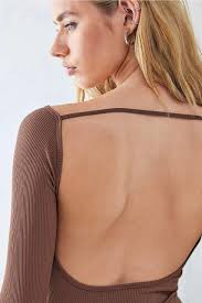 Urban Outfitters Uo Alicia Long Sleeve Backless Top in Brown