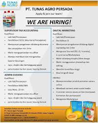 Kami menemukan sebanyak 13 lowongan kerja banjarnegara dan yang berkitan dengan lowongan kerja banjarnegara, loker banjarnegara, rekrutmen banjarnegara, peluang karir banjarnegara. Lowongan Kerja Pt Tunas Agro Persada Pendidikan Kerja Marketing