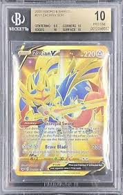 Oct 20, 2020 · meaning in pokémon sword, you will battle zamazenta before being able to catch zacian, and vice versa for pokémon shield. Pokemon Sword Shield Zacian V Bgs 10 Pristine Gold Secret Rare 211 202 English Ebay
