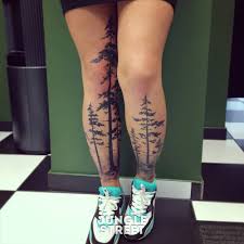 Forest Trees Tattoos On Both Legs Tree Leg Tattoo Tattoos Forest Tattoos