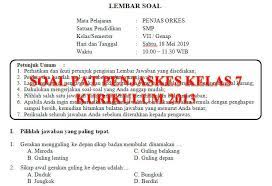 Soal smp kelas 7 penjaskes. Soal Dan Kunci Jawaban Pat Penjaskes Smp Kelas 7 Kurikulum 2013 Tahun Pelajaran 2018 2019 Didno76 Com