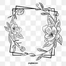 Black Hand Painted Line Side Wedding Decoration With Square Surrounded By Open Pure Flower Border Everlasting Agreement Love Png Transparent Clipart Image An Flower Border Flower Clipart Black And White Pure