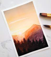 Maybe you would like to learn more about one of these? Nesrine Ziadi Shared A Post On Instagram Golden Colors Sunrays Sunset Sunrise Mountain Trees Pastel Art Art Painting Watercolor Art