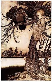Talking To The Crow From Peter Pan In Kensington Gardens By J M Barrie 1906 1st Art Gallery Arthur Rackham Illustration Art Illustration