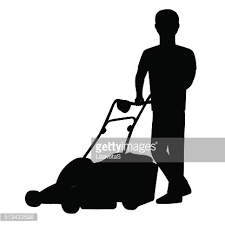 Silhouette Of A Man With Lawn Mower Clipart Image Vector download silhouettes of man mowing lawn. man with lawn mower clipart