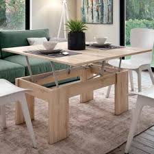 Es ideal para aprovechar al máximo el espacio ya que se puede utilizar como mesa de centro y como mesa de comedor cuando la elevamos y desplegamos los tableros. Mesa De Centro Convertible Lacitoscute Com