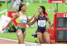 'set', instructing them to adopt a more efficient starting posture, which also isometrically. Jamaican Sprinter Shelly Ann Fraser Pryce And Us Sprinter Charadona Williams In Zurich Stock Photo Alamy