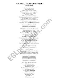 English Worksheets Earth Song Lyrics
