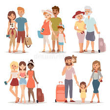 Traveling Family Group People On Vacation Together Character Flat Vector Illustr Aff People Vacation Group Traveling Family Ad