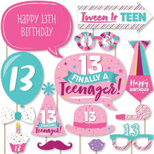 I'd love some ideas on themes and activities suitable for tweens for her party that are frugal, yet fun as the budget is a bit tight. Big Dot Of Happiness Girl 13th Birthday Official Teenager Birthday Party Photo Booth Props Kit 20 Count Target