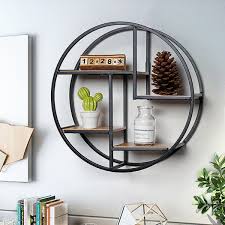 (use code smart for 10% off) 4 Tiers Retro Round Wood Wall Shelf Craft Wall Bookshelf Rack Storage Industrial Style Floating Succulent Display Unit Home Bedroom Living Room Decor 15 Inch Walmart Com Walmart Com