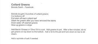 Collard Greens Brenda Gantt Facebook In 2020 Garden Recipes Collard Greens Cooking Recipes Southern Recipes Cooking Recipes Gantt