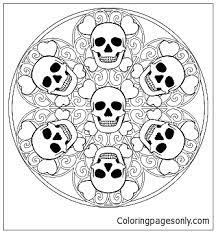 Skull mandala coloring at getdrawings for bones of. Skull Mandala Coloring Pages Mandala Coloring Pages Coloring Pages For Kids And Adults