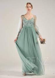 Bridesmaid Dress Dusty Green Wedding Dress Lace Long Sleeves Etsy Green Wedding Dresses Long Sleeve Bridesmaid Dress Dresses
