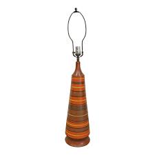 Orange mid century wall scone / ceiling lamp. Mid Century Modern Italian Tall Ceramic Cone Pottery Striped Orange Table Lamp By Annexmarketplace From Annex Marketplace Of Delaware Attic